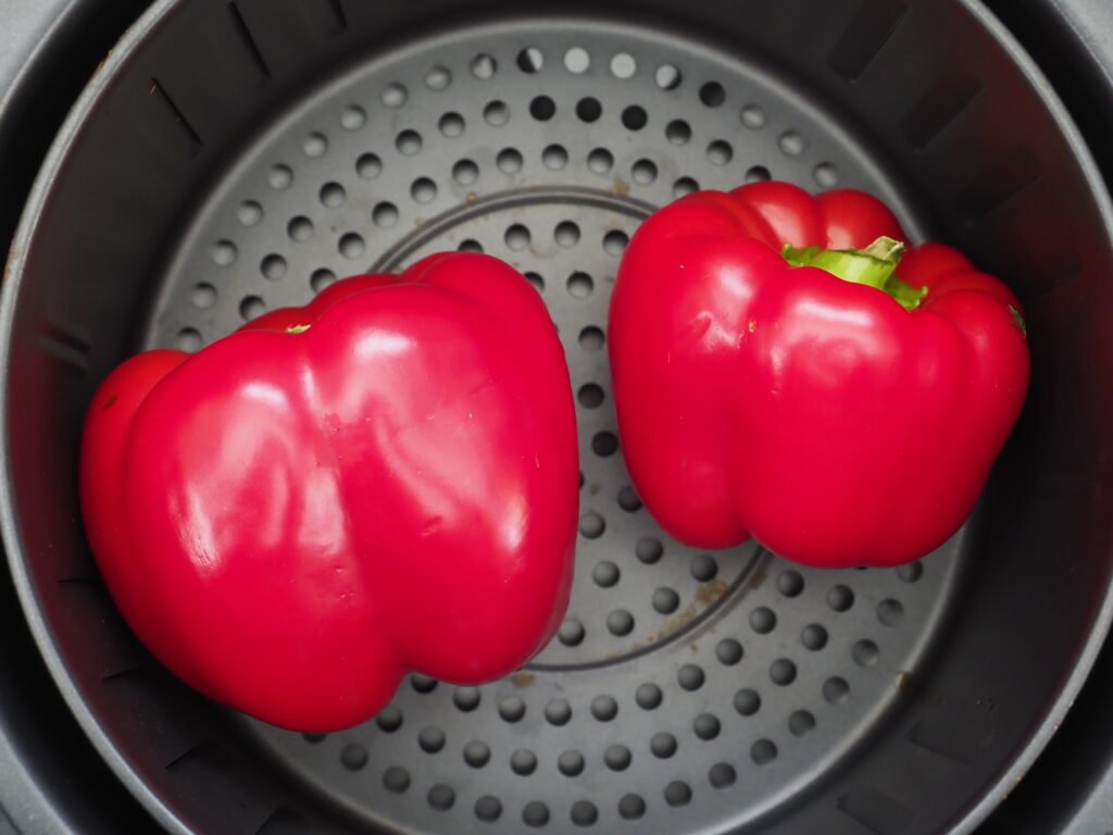Red peppers just before roasting