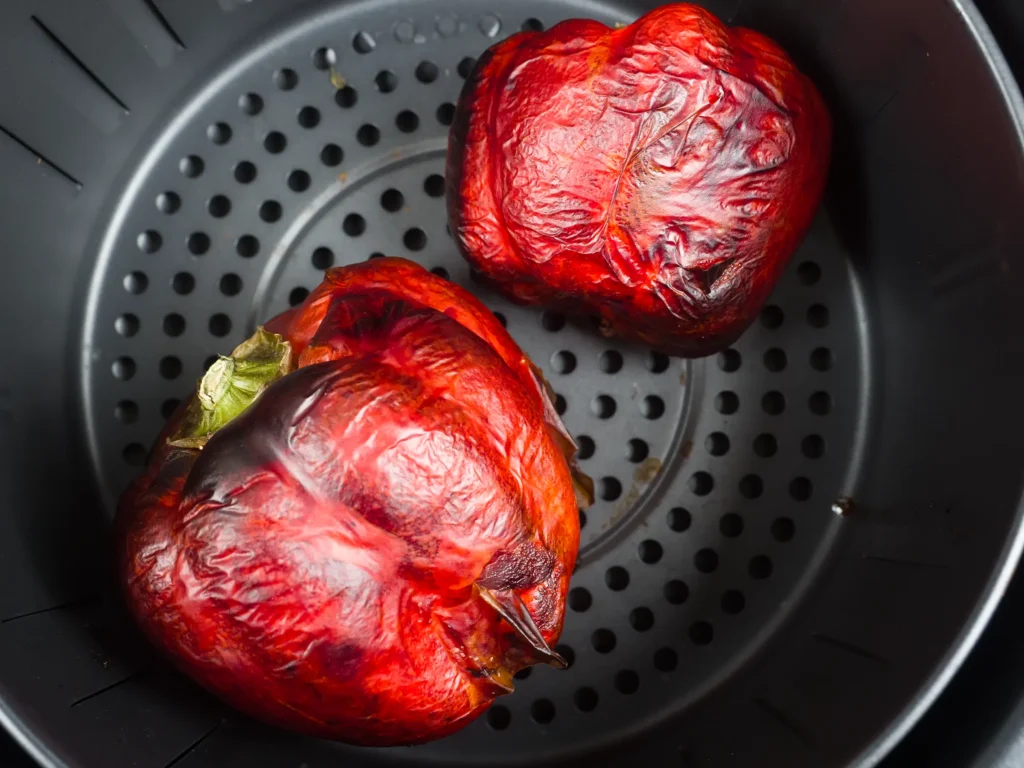 The peppers - after roasting in the airfryer